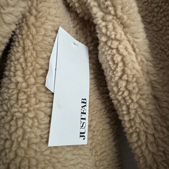 JustFab Drape Front Teddy Coat - Picture 6 of 6